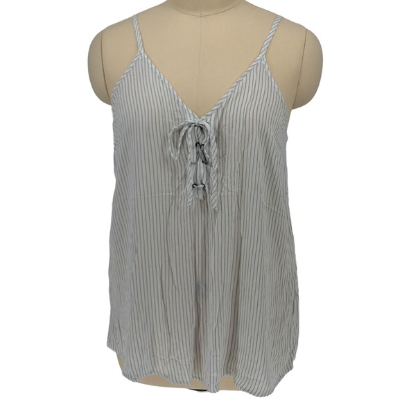 torrid Tops - Torrid Cami Top Blue White Striped Lace Up Front 100% Rayon Size 2